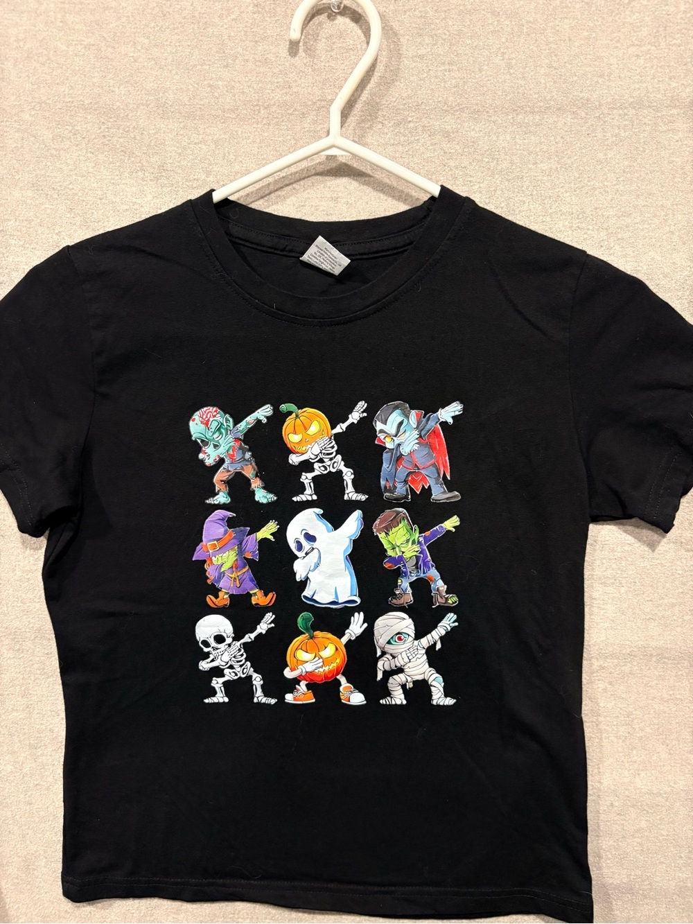 Kids Black Halloween Character Graphic Tee - Fun Costume Crew